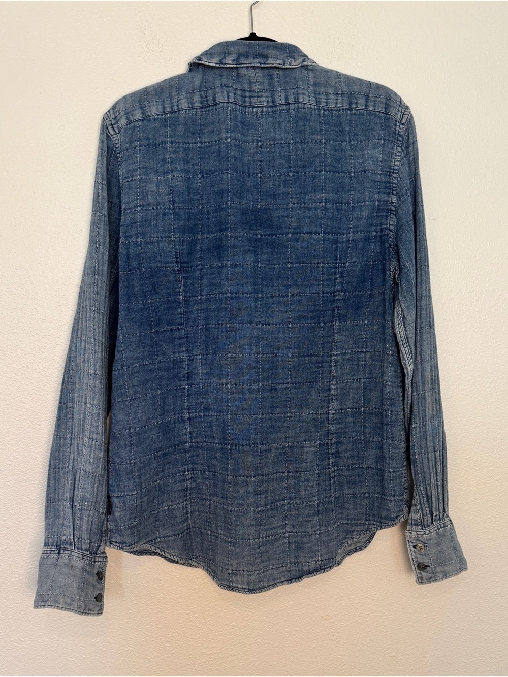 John Varvatos USA Quilted Chambray Button Up Shirt Medium Cotton - Picture 3 of 9